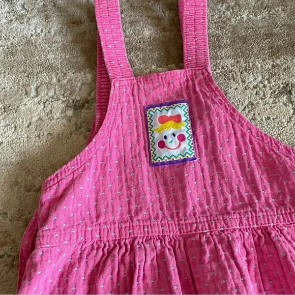 Oshkosh B’Gosh RARE Vintage Made in the USA Overalls Pink Polka Dot 100% Cotton - Picture 9 of 10